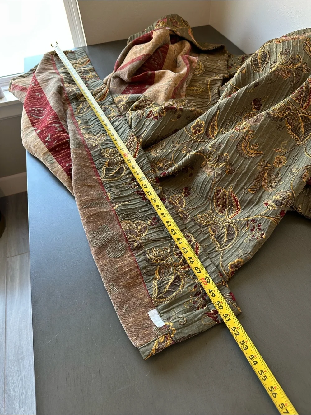 Luxury Floral Jacquard Curtain Olive Sage Green Gold Old World Traditional 97x51